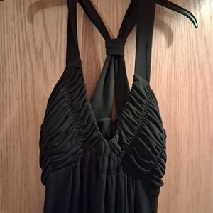 sunhee black gown, knotted open back, lightly padded, size 16, elegant